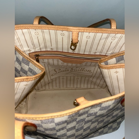 LV Louis Vuitton Checkered Neverfull PM Damien Azure White - Picture 5 of 11